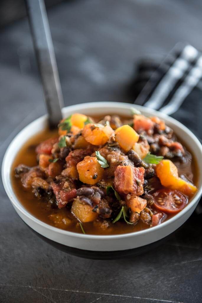 Slow Cooker Turkey Black Bean Chili with Butternut Squash