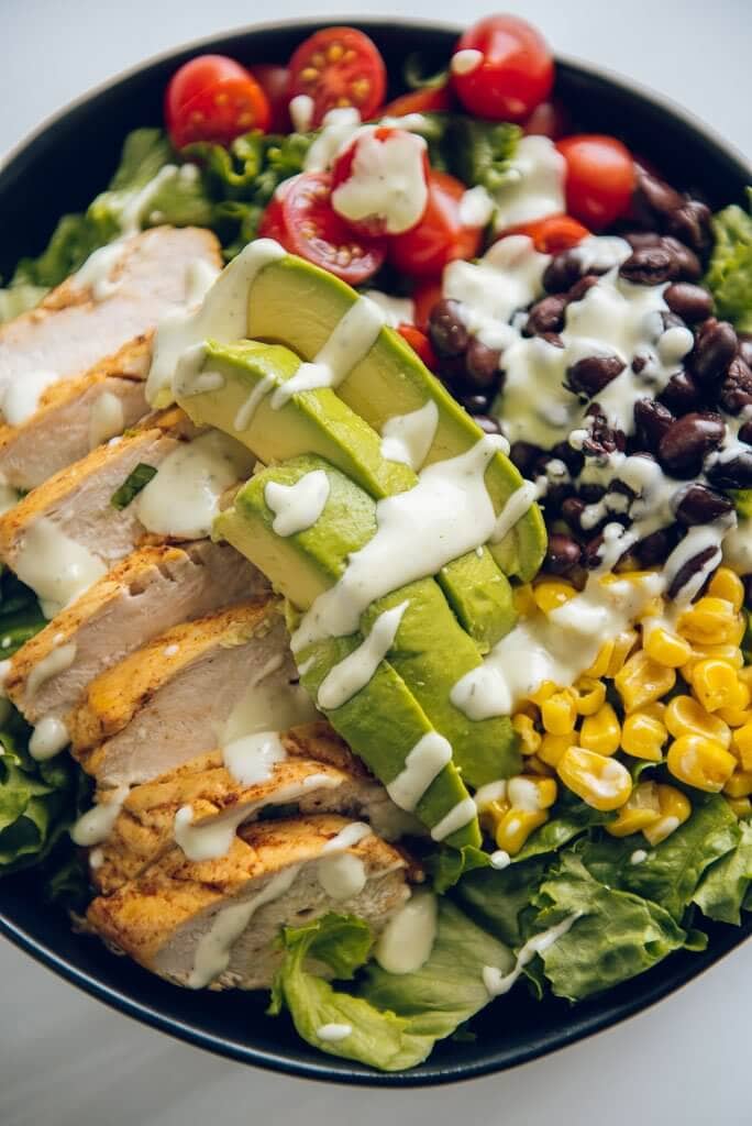 up close picture of southwest chicken salad