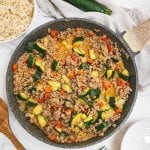 Skillet with turkey skillet with vegetables